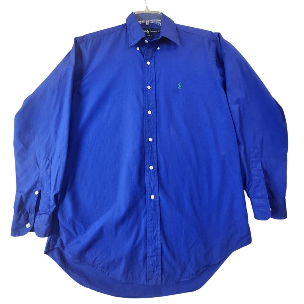 Ralph Lauren Classic Fit Royal Blue Button Down Shirt Mens Medium Long Sleeve